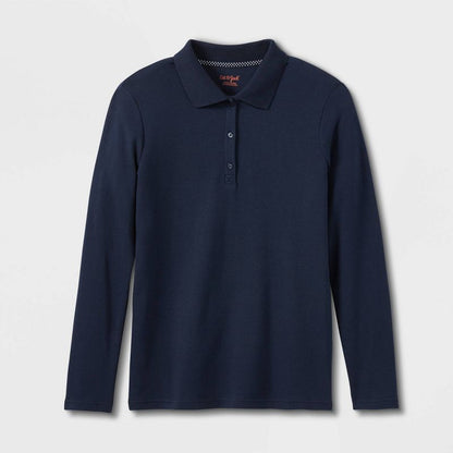 Girls' Long Sleeve Interlock Uniform Polo Shirt - Cat & Jack™