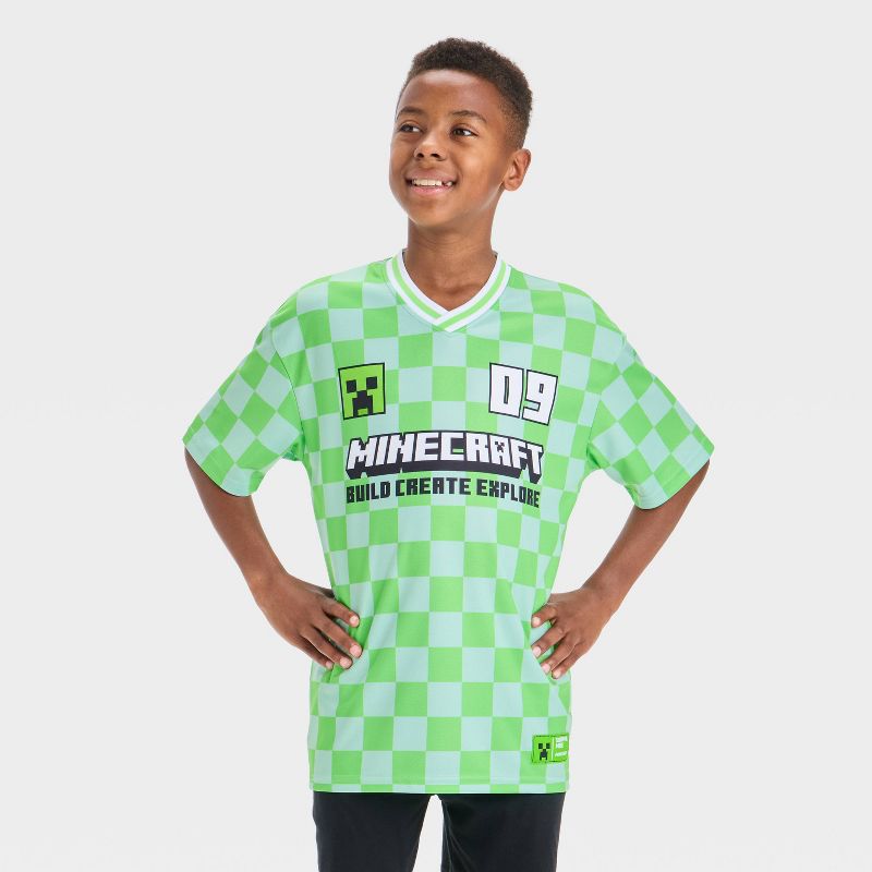 Boys' Minecraft Checkered Soccer Jersey - Green
