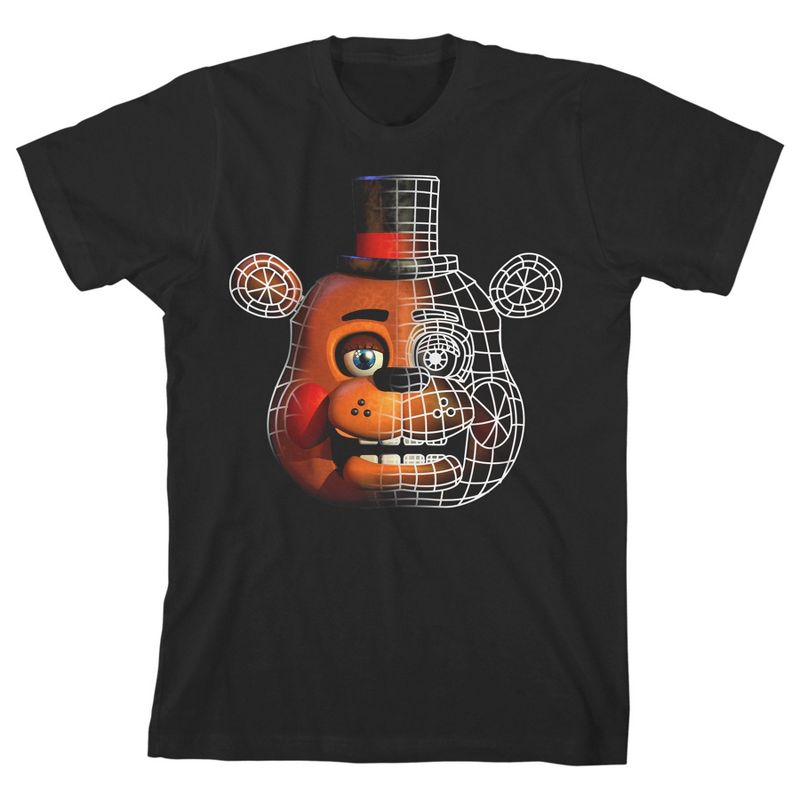 Five Nights at Freddy's Freddy Face Split Boy's Black T-shirt
