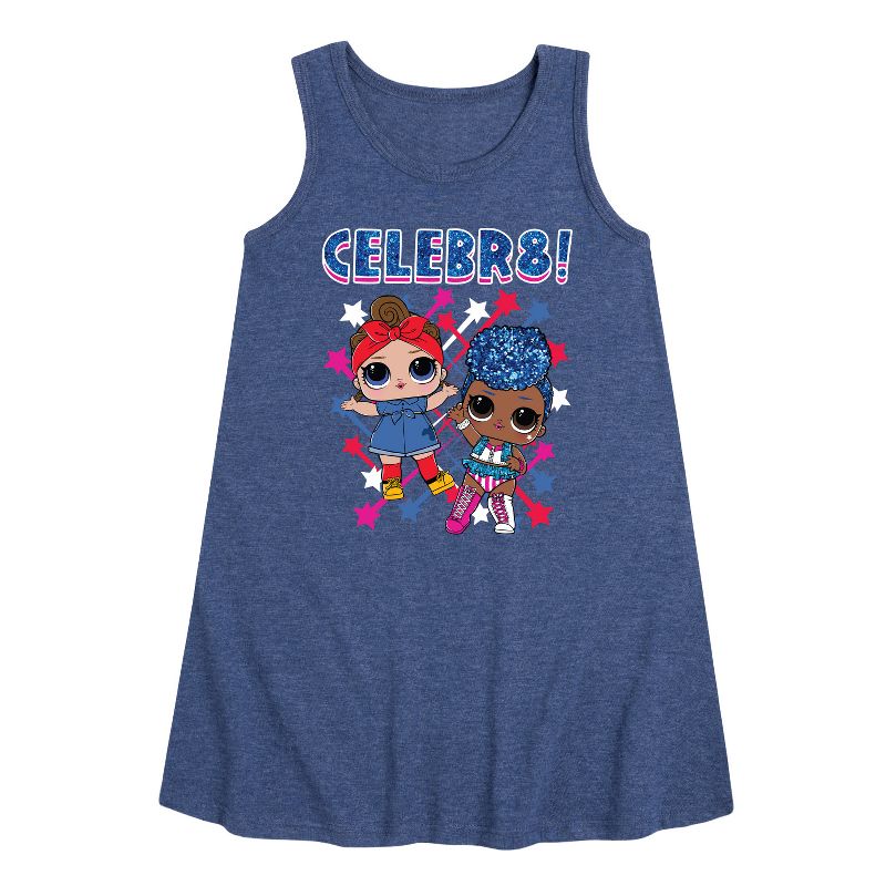 فستان بناتي - مفاجأة LOL! - فستان مطبوع عليه رسومات الرابع من يوليو بدون أكمام