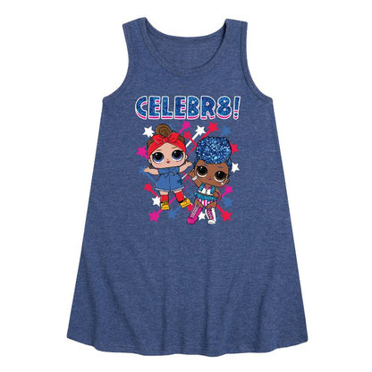 فستان بناتي - مفاجأة LOL! - فستان مطبوع عليه رسومات الرابع من يوليو بدون أكمام