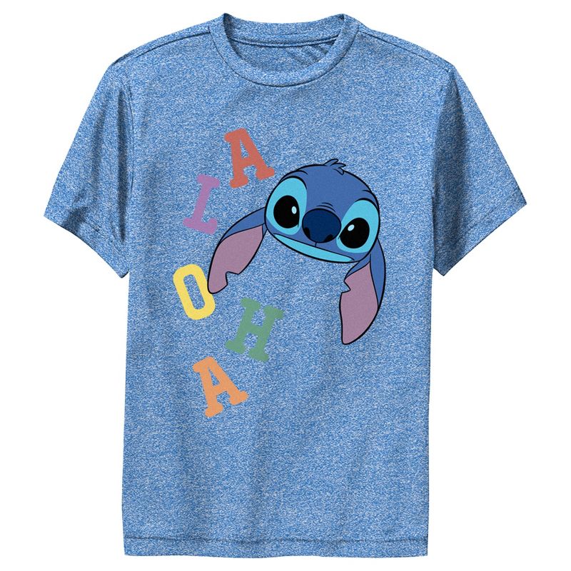 تي شيرت أداء ملون بطبعة وجه ألوها ستيتش من ليلو آند ستيتش للأولاد