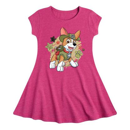 Girls' - Paw Patrol - Tracker Paw Patrol Fit & Flair Cap Sleeve Dress