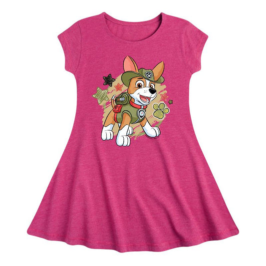 Girls' - Paw Patrol - Tracker Paw Patrol Fit & Flair Cap Sleeve Dress