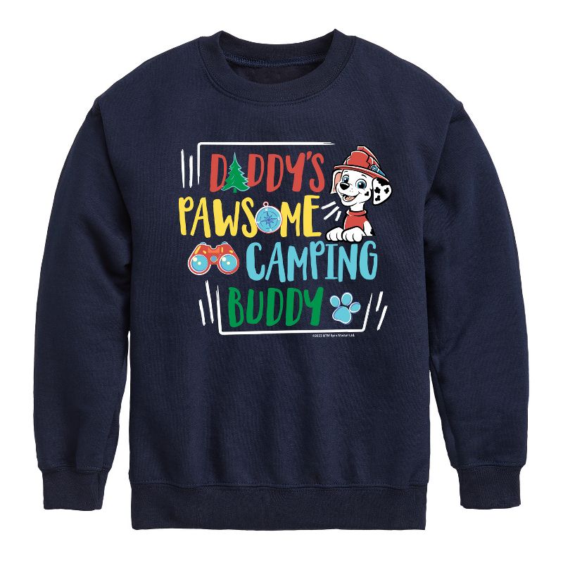 Boys' - Paw Patrol - Daddy's Pawsome Camping Buddy Graphic Long Sleeve Fleece Sweatshirt