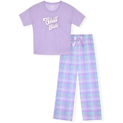Sleep On It Girls 2-Piece Short-Sleeve Super Soft Jersey Pajama Pants Set