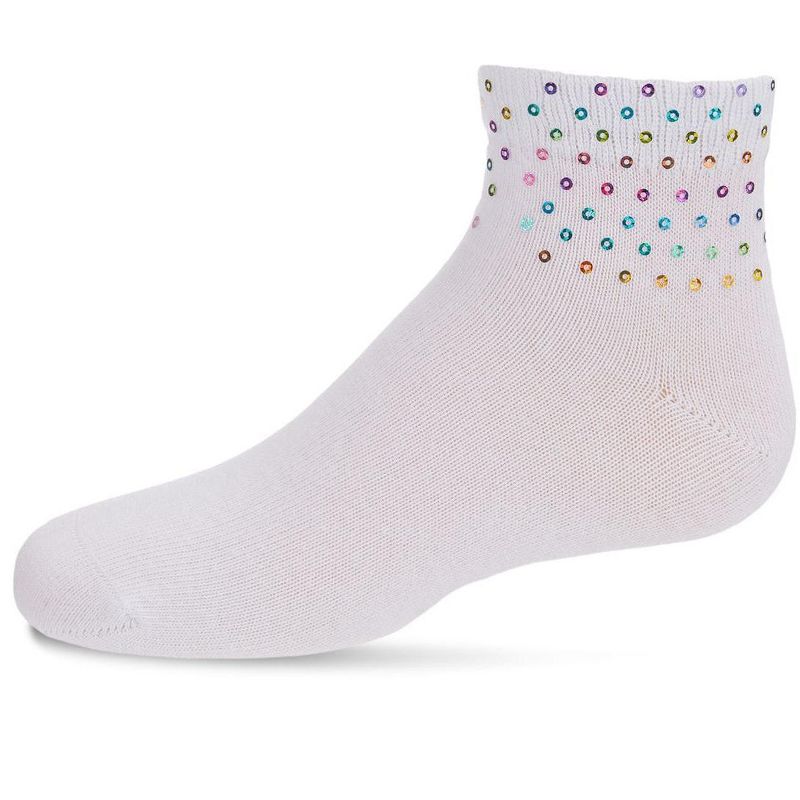 Memoi Multicolor Sequin Cotton Blend Girls Anklet Sock