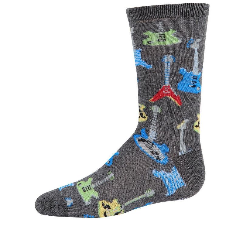 Memoi Boys' Guitar Rayon from Bamboo Blend Crew Socks