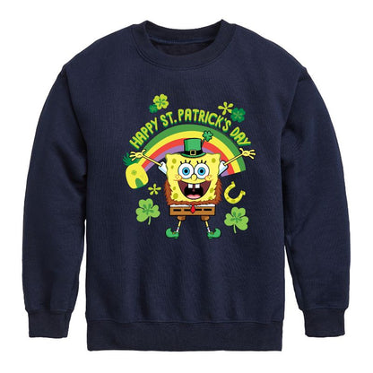 Boys' - SpongeBob Squarepants - Happy St Patricks Day Graphic Long Sleeve Fleece Sweatshirt