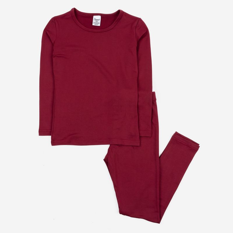 Leveret Kids Two Piece Classic Solid Color Thermal Pajamas