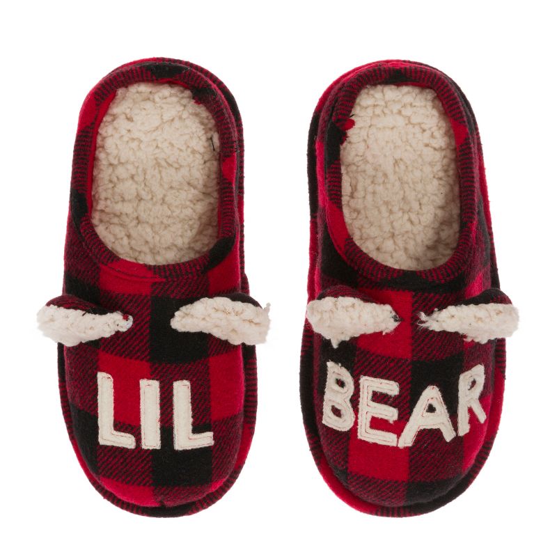 Dearfoams Kid's Buffalo Check Lil Bear Clog Slipper