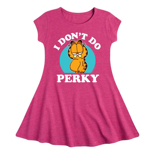 Girls' - Garfield - I Don't Do Perky Fit & Flair Cap Sleeve Dress
