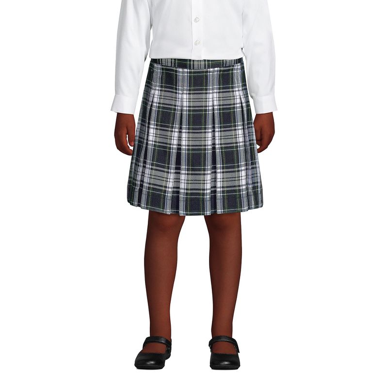 Lands' End School Uniform Kids Plaid Box Pleat Skirt Top of the Knee