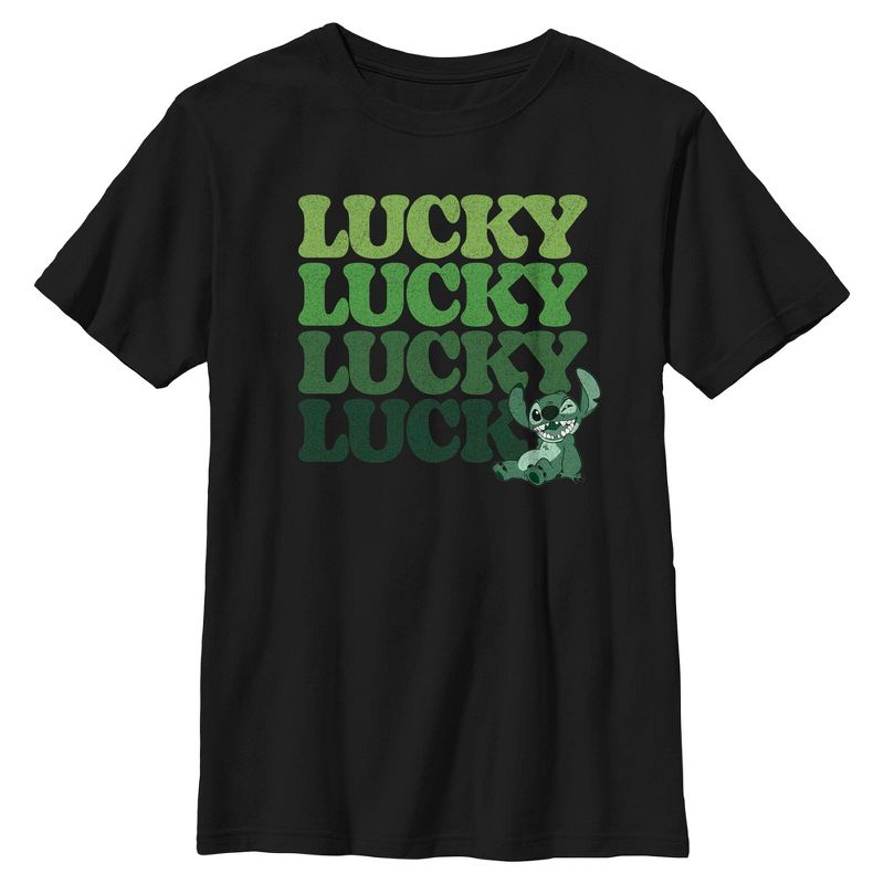 Boys Lilo & Stitch St. Patrick's Day Stitch Lucky Stack T Shirt