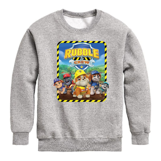 Boys' - Paw Patrol - Rubble & Crew Graphic Long Sleeve Fleece Sweatshirt