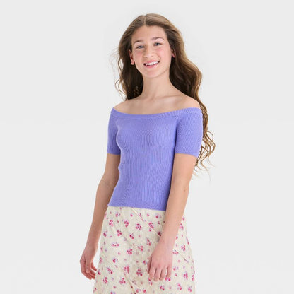 Girls' Off the Shoulder Short Sleeve Pullover Sweater - art class™