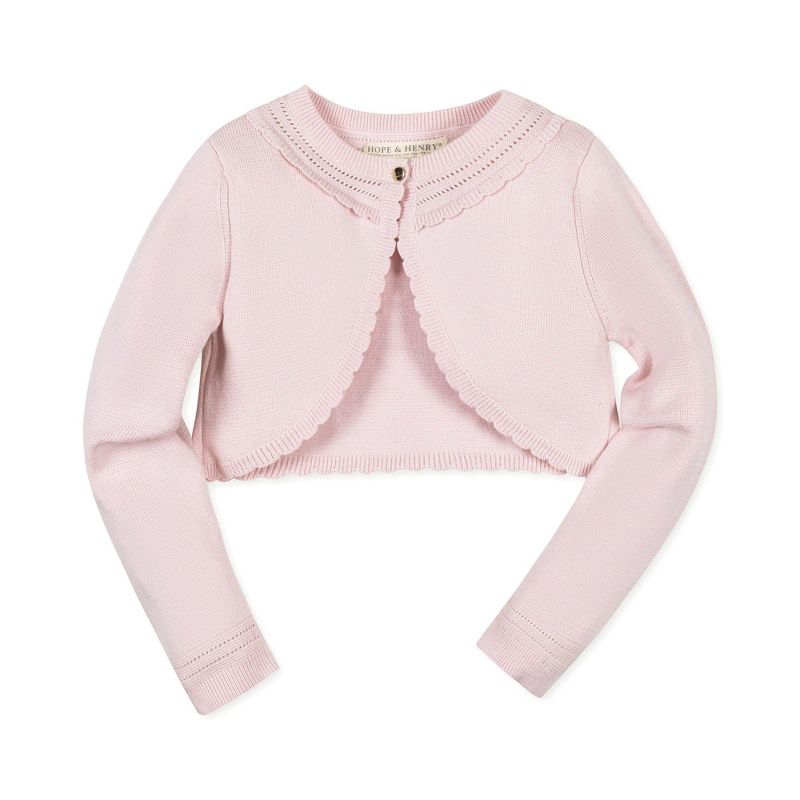 Hope & Henry Girls'  Cropped Special Detail Sweater Cardigan, Kids