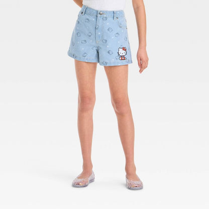 Girls' Hello Kitty Denim Shorts - Light Blue