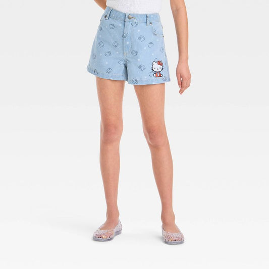 Girls' Hello Kitty Denim Shorts - Light Blue