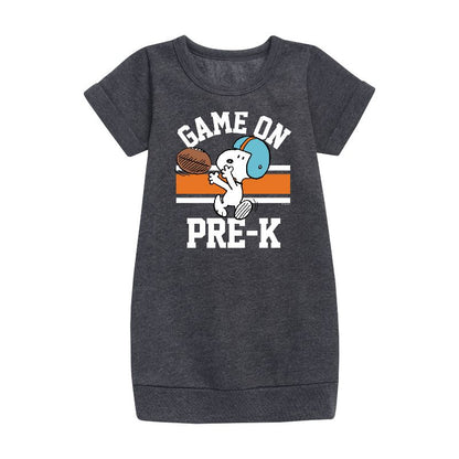 Girls' - Peanuts - Game On Pre-K Graphic Short Sleeve Fleece Dress