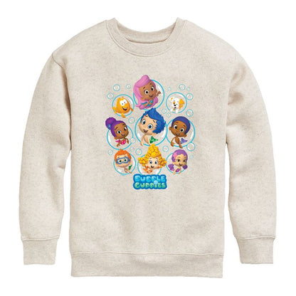 Boys' - Bubble Guppies - Bubble Grid Graphic Long Sleeve Fleece Sweatshirt