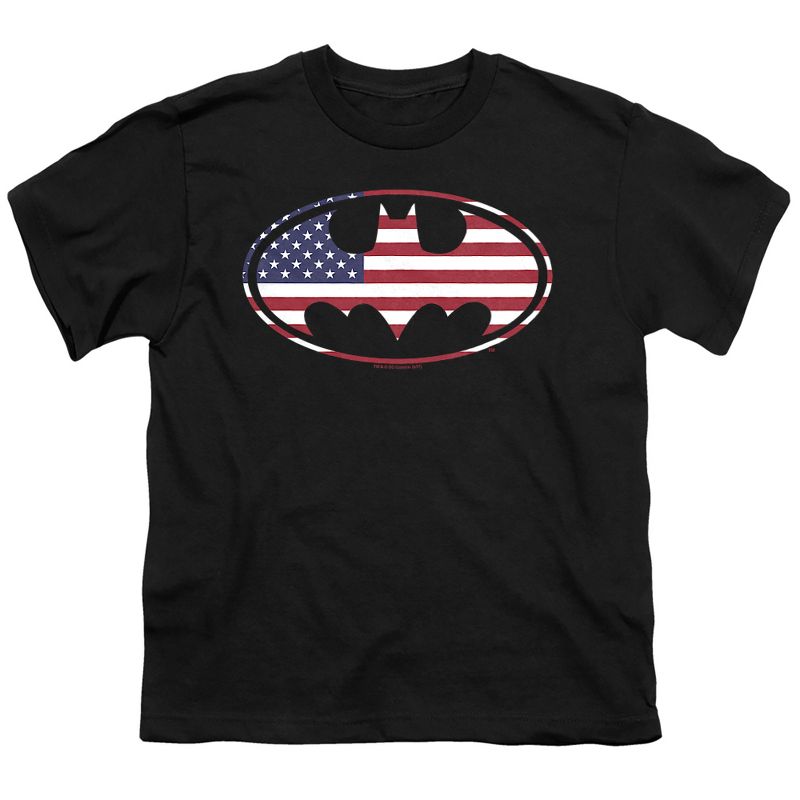 تي شيرت بيضاوي الشكل بعلم أمريكي وباتمان للأولاد