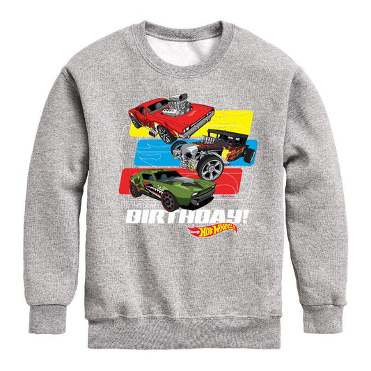 Boys' - Hot Wheels - Its My Birthday Graphic Long Sleeve Fleece Sweatshirt