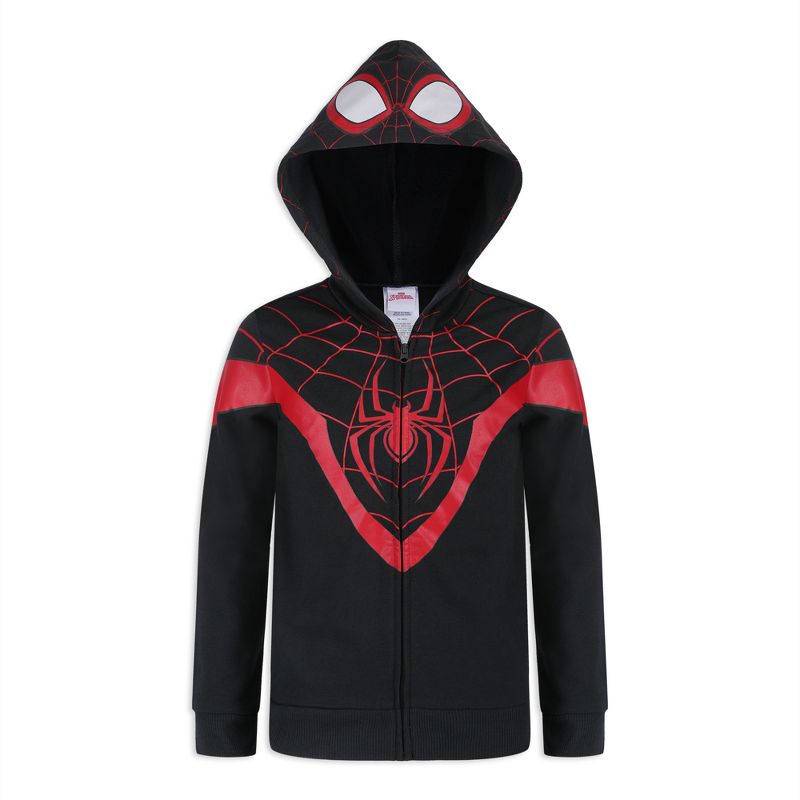 سترة Marvel Miles Morales Spider-Man للأولاد بسحاب وغطاء رأس للأطفال الصغار والكبار
