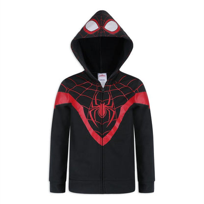 سترة Marvel Miles Morales Spider-Man للأولاد بسحاب وغطاء رأس للأطفال الصغار والكبار