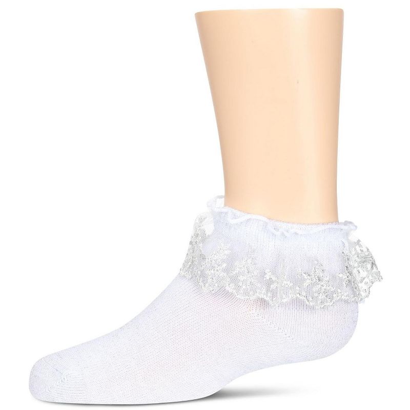 Memoi Girls' Step and Shimmer Ruffle Anklet Socks