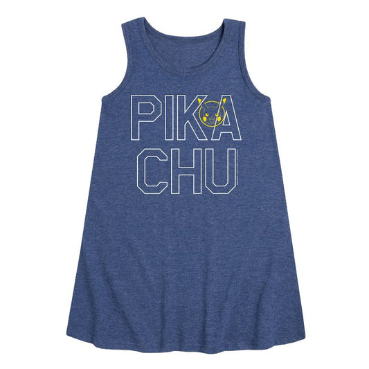 Girls' - Pokémon - Pikachu Logo Style Graphic Sleeveless Aline Dress