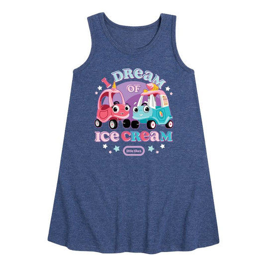 فستان بناتي من ليتل تايكس - أحلم بالآيس كريم - بدون أكمام - بتصميم خطي