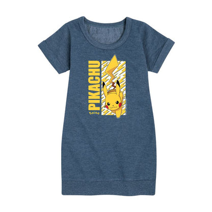 Girls' - Pokémon - Pikachu Logo Graphic Short Sleeve Fleece Dress