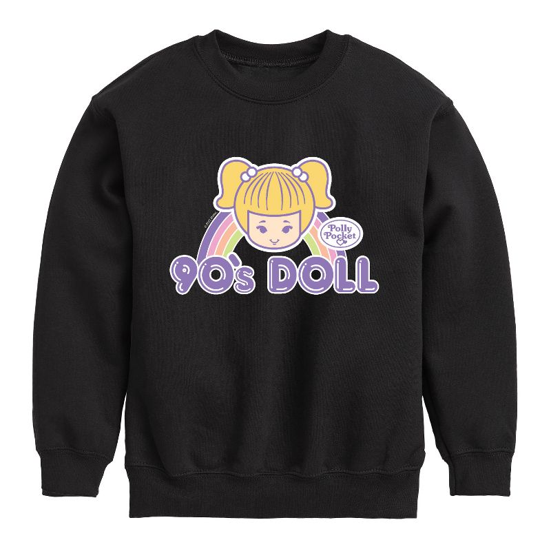 Boys' - Polly Pocket - 90s Doll Graphic Long Sleeve Fleece Sweatshirt
