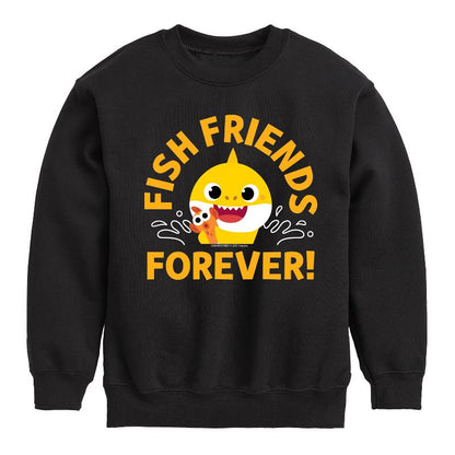 Boys' - Baby Shark - Fish Friends Forever Graphic Long Sleeve Fleece Sweatshirt
