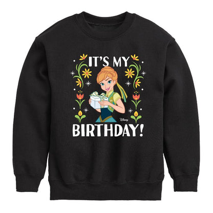 Boys' - Disney - Anna It's My Birthday Graphic Long Sleeve Fleece Sweatshirt
