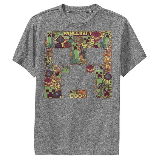 Boy's Minecraft Creeper Collage Performance Tee