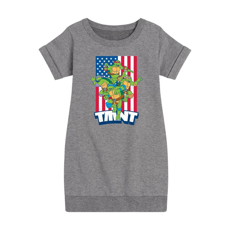 فستان بناتي من سلاحف النينجا المراهقة المتحولة - سلاحف الولايات المتحدة الأمريكية - فستان من الصوف بأكمام قصيرة