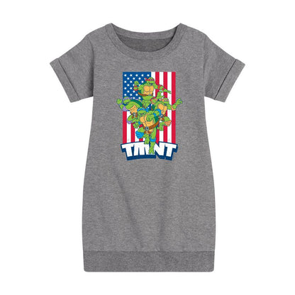 فستان بناتي من سلاحف النينجا المراهقة المتحولة - سلاحف الولايات المتحدة الأمريكية - فستان من الصوف بأكمام قصيرة