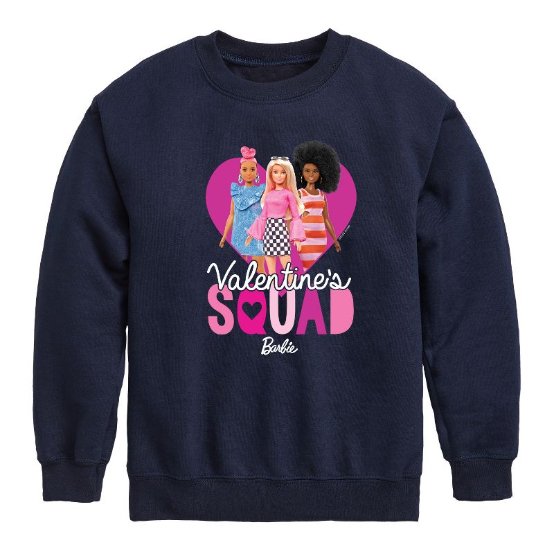 Boys' - Barbie - Valentine's Squad Graphic Long Sleeve Fleece Sweatshirt