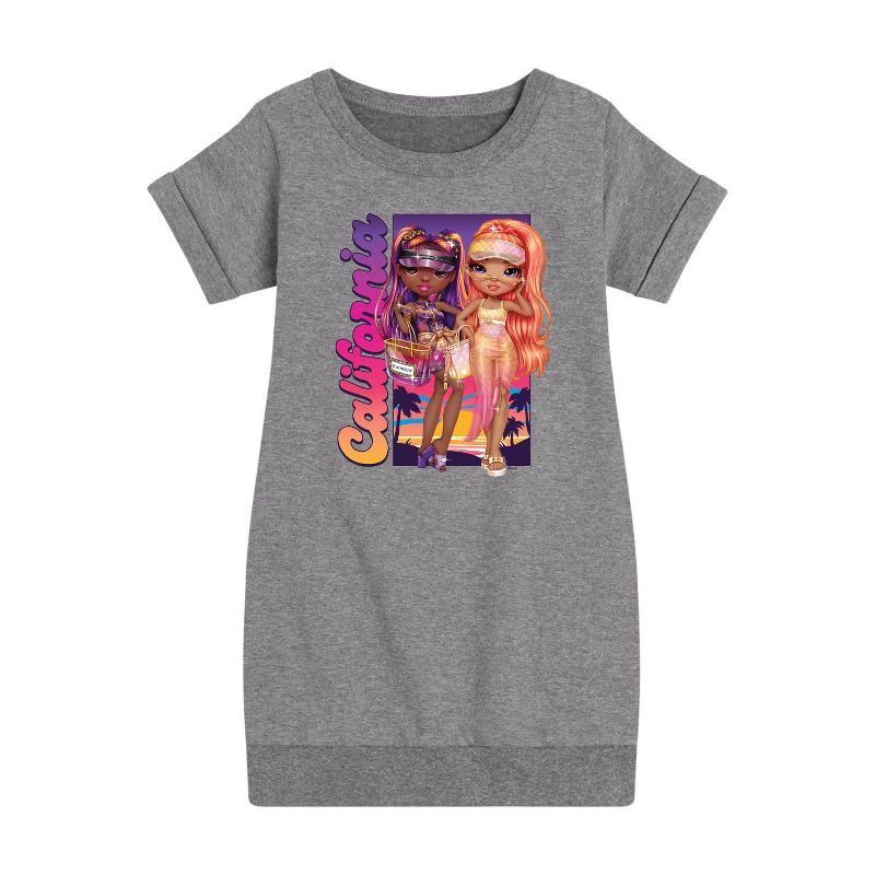 فستان كاليفورنيا الجرافيكي بأكمام قصيرة من الصوف - Rainbow High للبنات