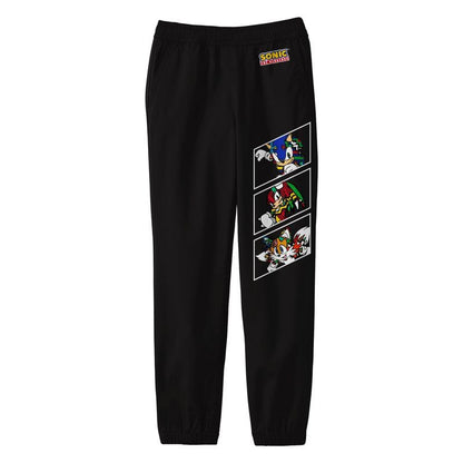 Sonic The Hedgehog Boxed-In Sonic Knuckles Tails Boy's Black Sweatpants