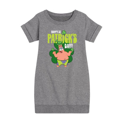 Girls' - SpongeBob Squarepants - Happy St. Patricks Day Graphic Short Sleeve Fleece Dress