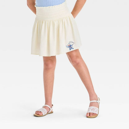 Girls' Stitch Ruched Waist Skirt - Cream