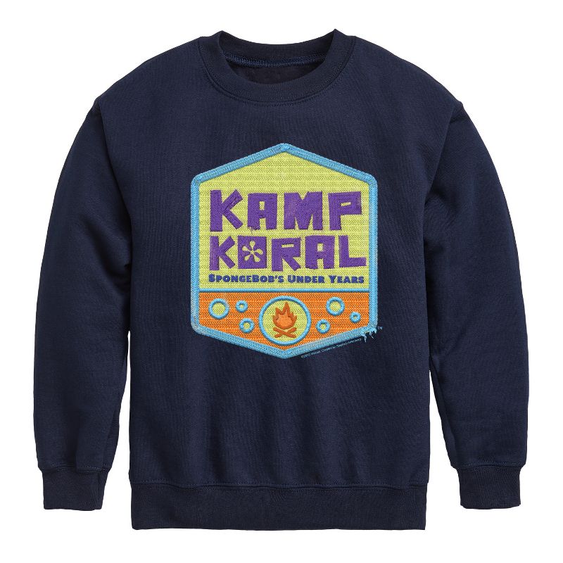 Boys' - SpongeBob SquarePants - Kamp Koral Kamp Koral Logo Badge Graphic Long Sleeve Fleece Sweatshirt