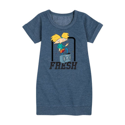 Girls' - Hey Arnold! - Fresh Arnold Graphic Short Sleeve Fleece Dress