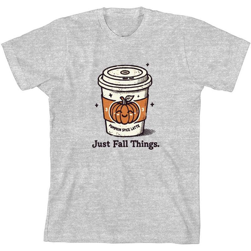 تي شيرت شبابي بأكمام قصيرة ورقبة دائرية من Just Fall Things Pumpkin Spice Latte