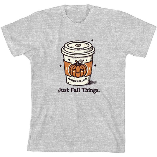 تي شيرت شبابي بأكمام قصيرة ورقبة دائرية من Just Fall Things Pumpkin Spice Latte