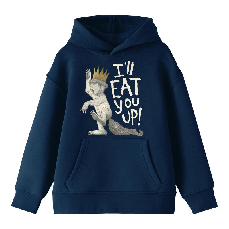 Where The Wild Things Are Max I'll Eat You Up Youth Navy Long Sleeve Hooded Sweatshirt
