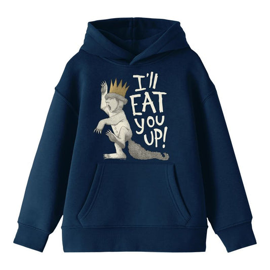 Where The Wild Things Are Max I'll Eat You Up Youth Navy Long Sleeve Hooded Sweatshirt